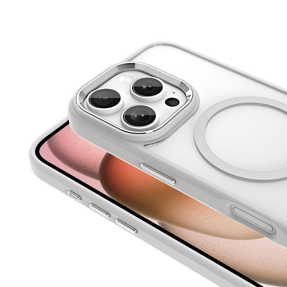 Apple iPhone 16 Pro Case Wireless Charging Zore Chrome M-safe Silicone Cover Rose Gold