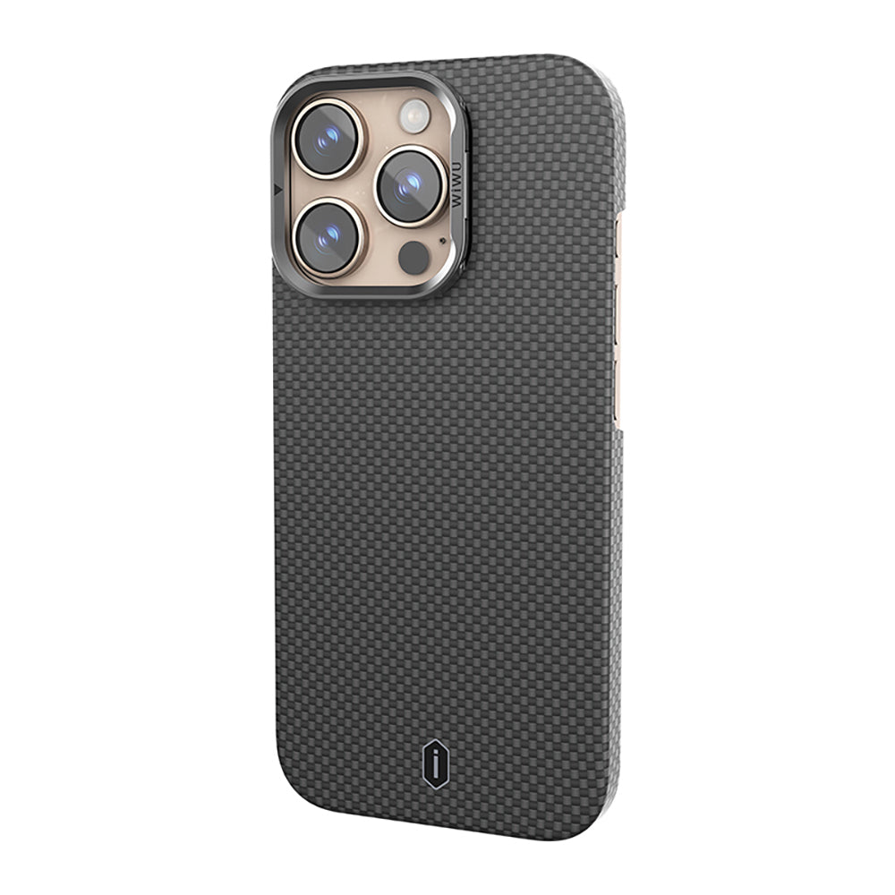 Apple iPhone 16 Pro Case Wiwu DCC-208 M-safe Charging Feature Camera Stand Aramid Fiber Design Kevlar Cover Red 