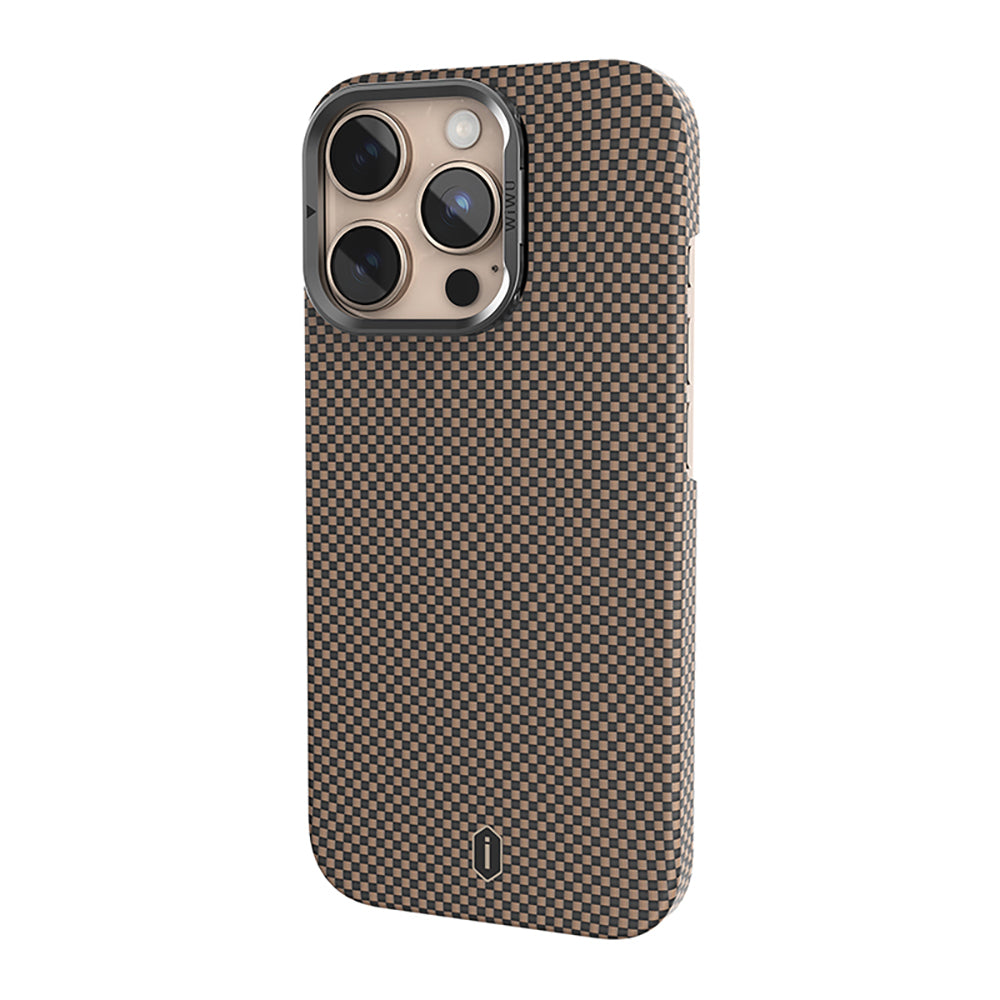 Apple iPhone 16 Pro Case Wiwu DCC-208 M-safe Charging Feature Camera Stand Aramid Fiber Design Kevlar Cover Red 