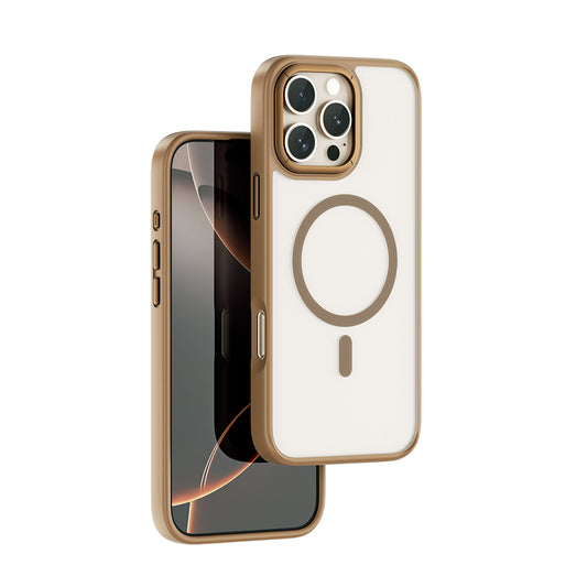 Apple iPhone 16 Pro Case Wiwu FGG-012 ArmorPro Series M-safe Charging Feature Fingerprint-Proof Case Gold 