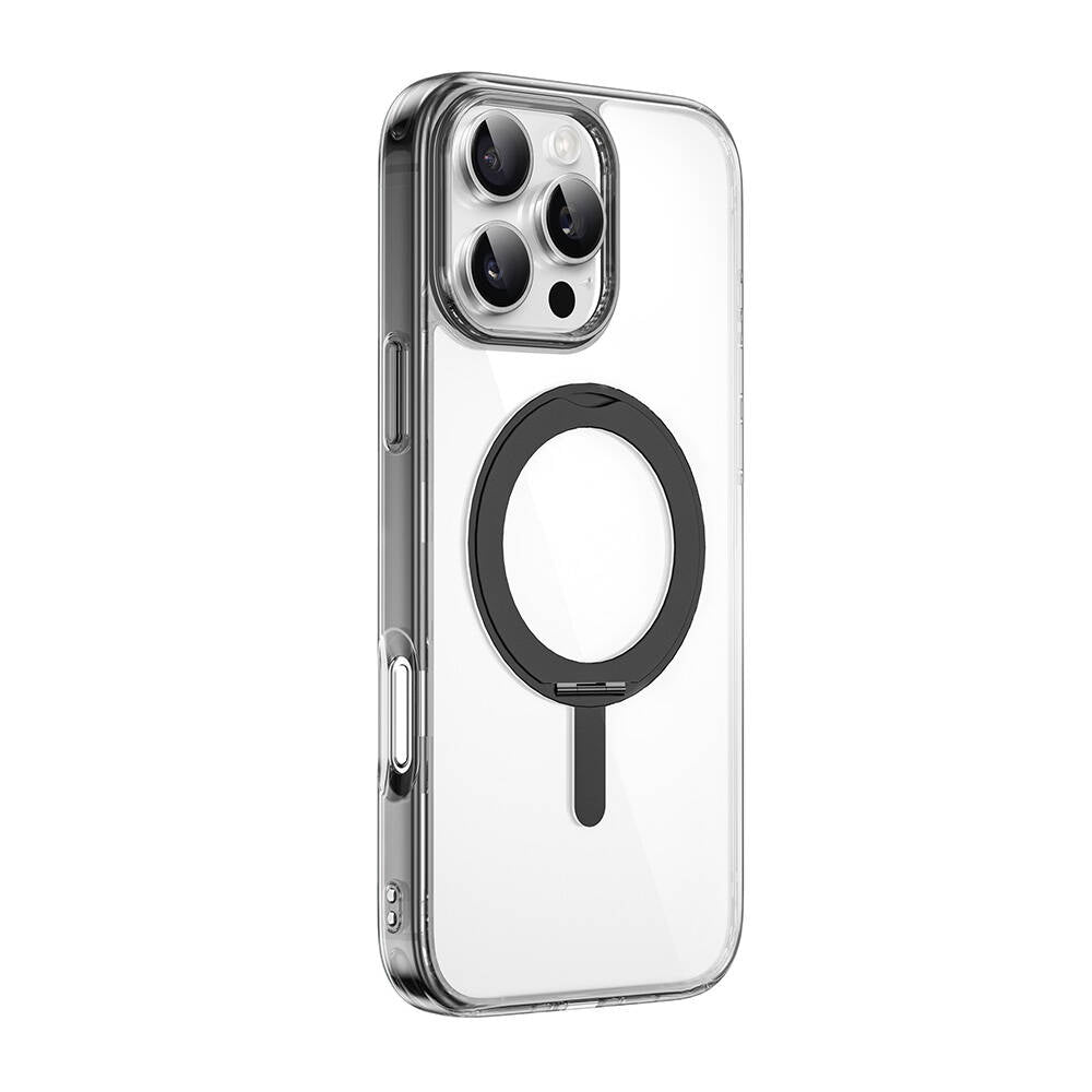 Apple iPhone 16 Pro Case Wiwu MCC-201 iShield Ultra Series M-safe Charging Stand Crystal Hard PC Cover Black 