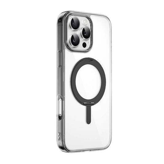 Apple iPhone 16 Pro Case Wiwu MCC-201 iShield Ultra Series M-safe Charging Stand Crystal Hard PC Cover Black 