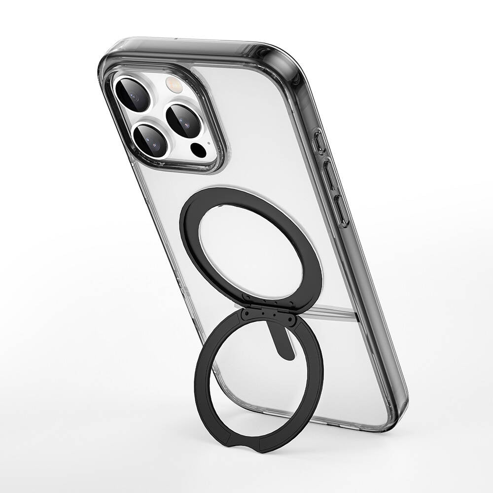 Apple iPhone 16 Pro Case Wiwu MCC-201 iShield Ultra Series M-safe Charging Stand Crystal Hard PC Cover Black 