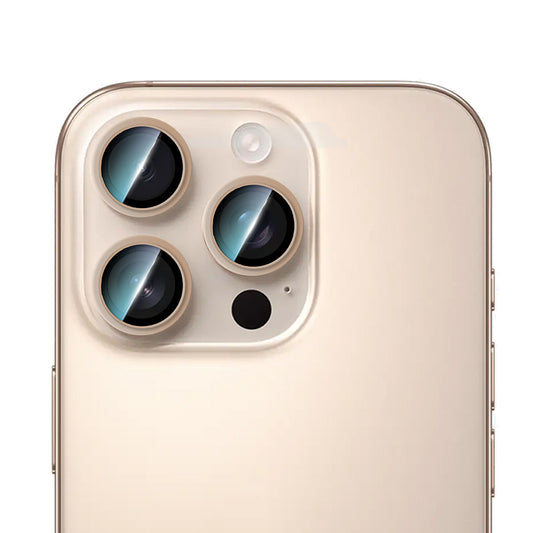 Apple iPhone 16 Pro Max CaseWorld Alloy Serisi Oleofobik Anti Reflective Kamera Lens Koruyucu Gold