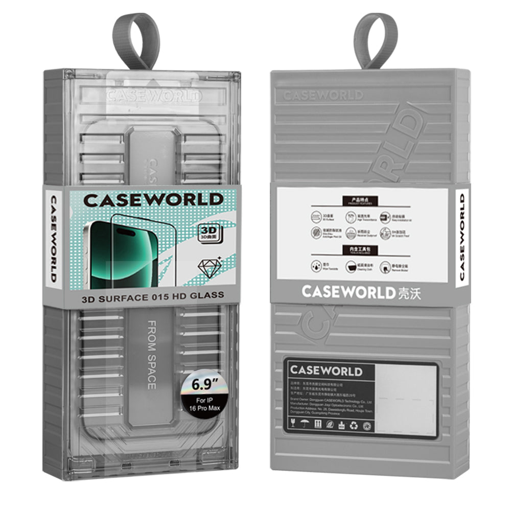 Apple iPhone 16 Pro Max CaseWorld Ultra-Thin Serisi TMQ 0.15mm HD 3D Cam Ekran Koruyucu + Uygulama Aparatlı Şeffaf