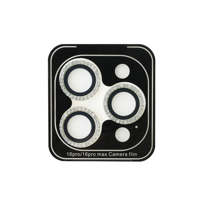 Apple iPhone 16 Pro Max Guess Orjinal Lisanslı Rhinestone Ekran Koruyucu + Lens Koruyucu 2in1 Aksesuar Seti Gümüş