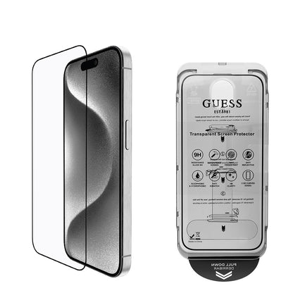 Apple iPhone 16 Pro Max Guess Orjinal Lisanslı Rhinestone Ekran Koruyucu + Lens Koruyucu 2in1 Aksesuar Seti Gümüş