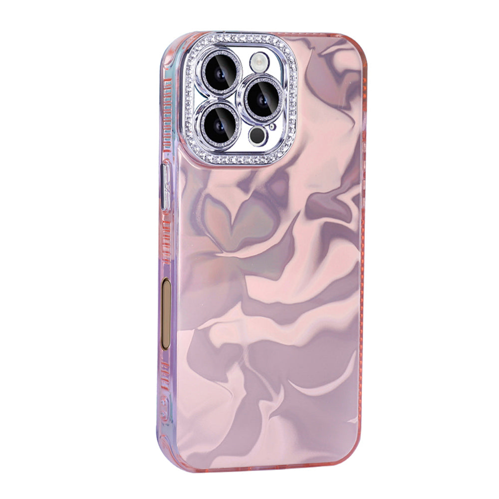 Apple iPhone 16 Pro Max Airbag Case with Shiny Stone Detail Design Zore Esila Cover Pink