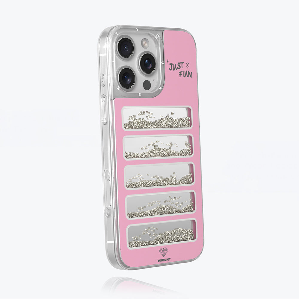 Apple iPhone 16 Pro Max Kılıf Aynalı ve Boncuklu Tasarım Youngkit Jump Serisi Kapak Mor