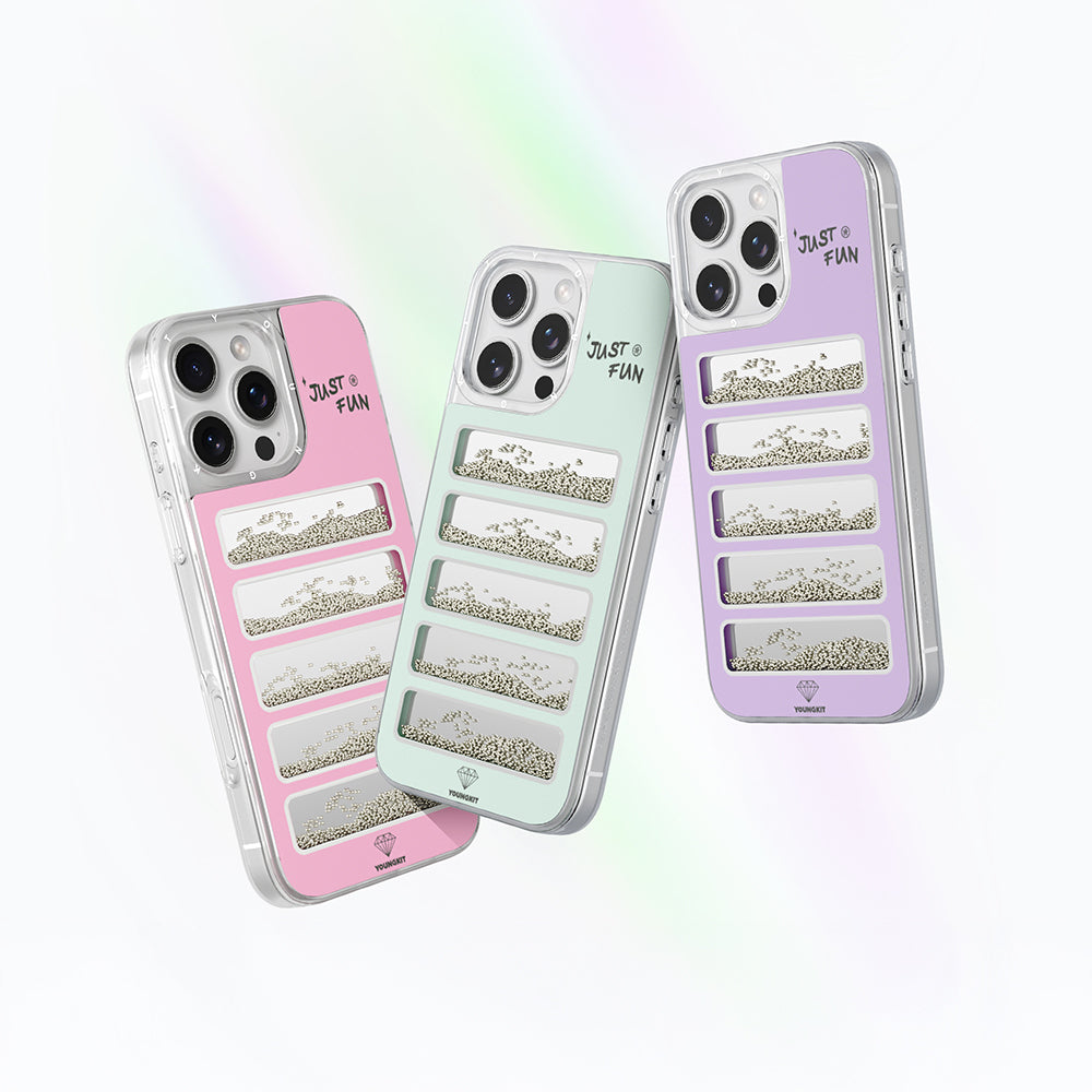 Apple iPhone 16 Pro Max Kılıf Aynalı ve Boncuklu Tasarım Youngkit Jump Serisi Kapak Mor