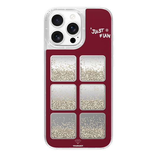 Apple iPhone 16 Pro Max Kılıf Aynalı ve Boncuklu Tasarım Youngkit Spirit Serisi Kapak Mürdüm