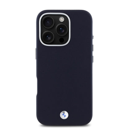 Apple iPhone 16 Pro Max Kılıf BMW Orjinal Lisanslı M-safe Şarj Özellikli Metal Logolu Tam Kaplama Deri Kapak Siyah
