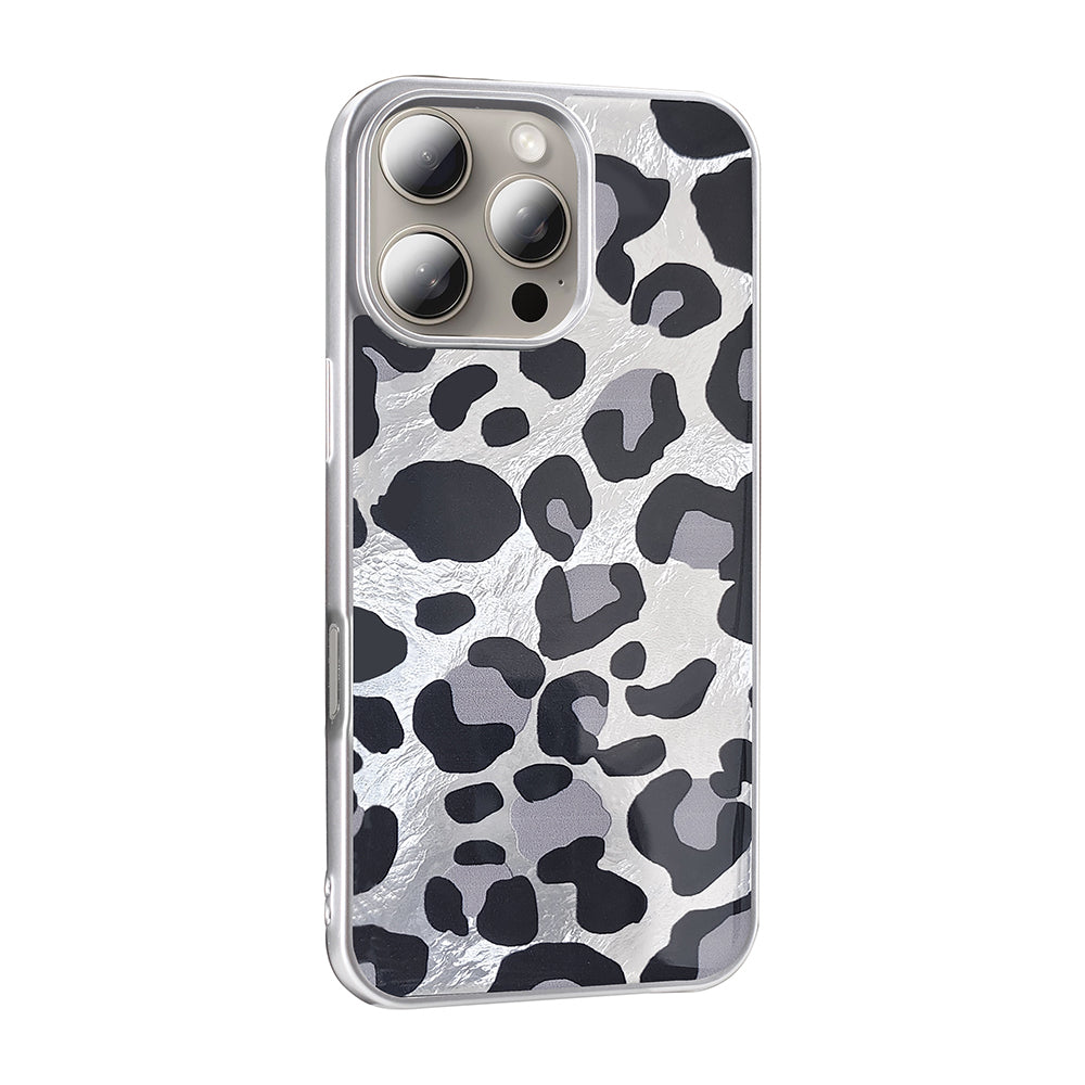Apple iPhone 16 Pro Max Case Patterned Zore Mep Cover Gray Leopard