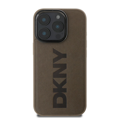 Apple iPhone 16 Pro Max Kılıf DKNY Orjinal Lisanslı M-safe Şarj Özellikli PU Deri Plain Kapak Gri