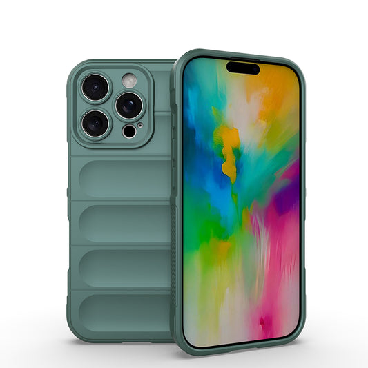 Apple iPhone 16 Pro Max Case Flexible TPU Hollow Back Surface Design Zore Ethnic Silicone Cover Dark Green