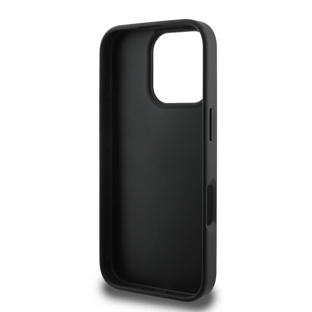 Apple iPhone 16 Pro Max Case Guess Original Licensed 4G Large Metal Logo Glitter Cover Black