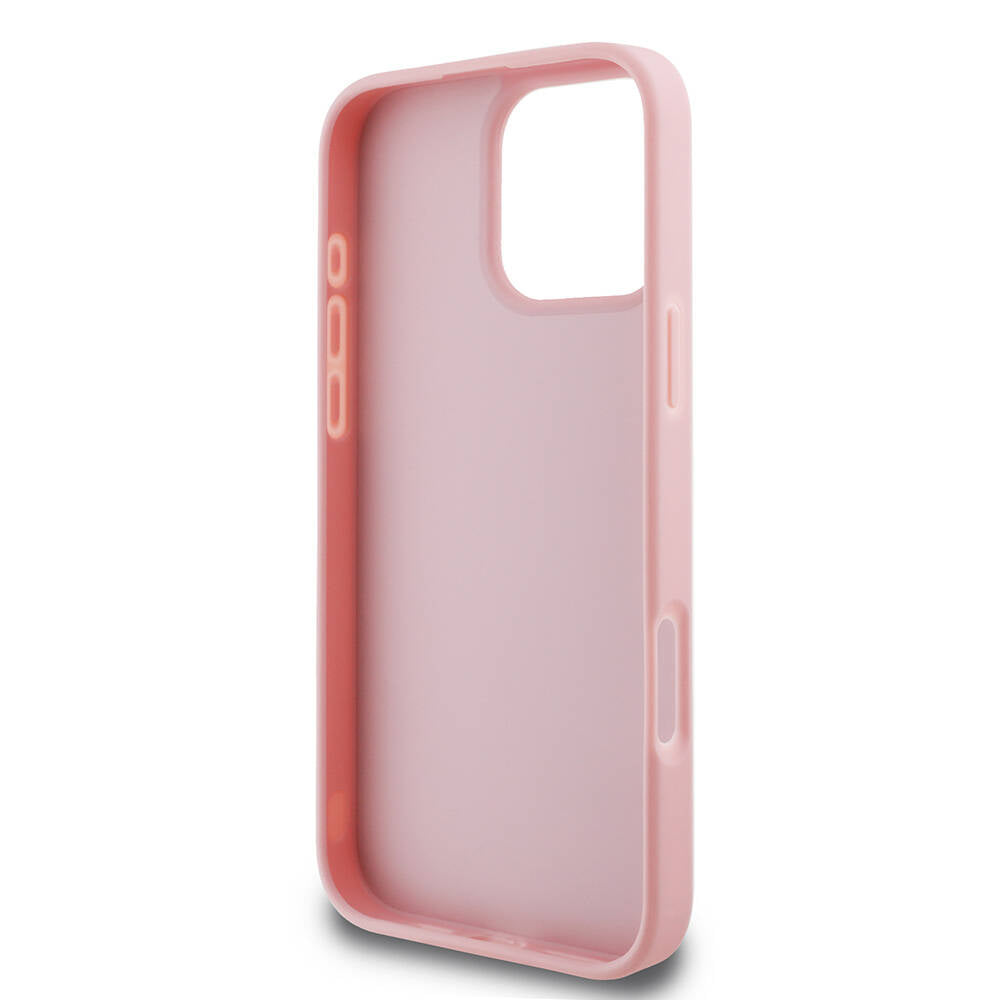 Apple iPhone 16 Pro Max Case Guess Original Licensed 4G Large Metal Logo Glitter Cover Pink