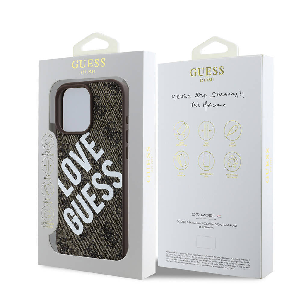 Apple iPhone 16 Pro Max Case Guess Original Licensed Big Love Guess Cover Brown