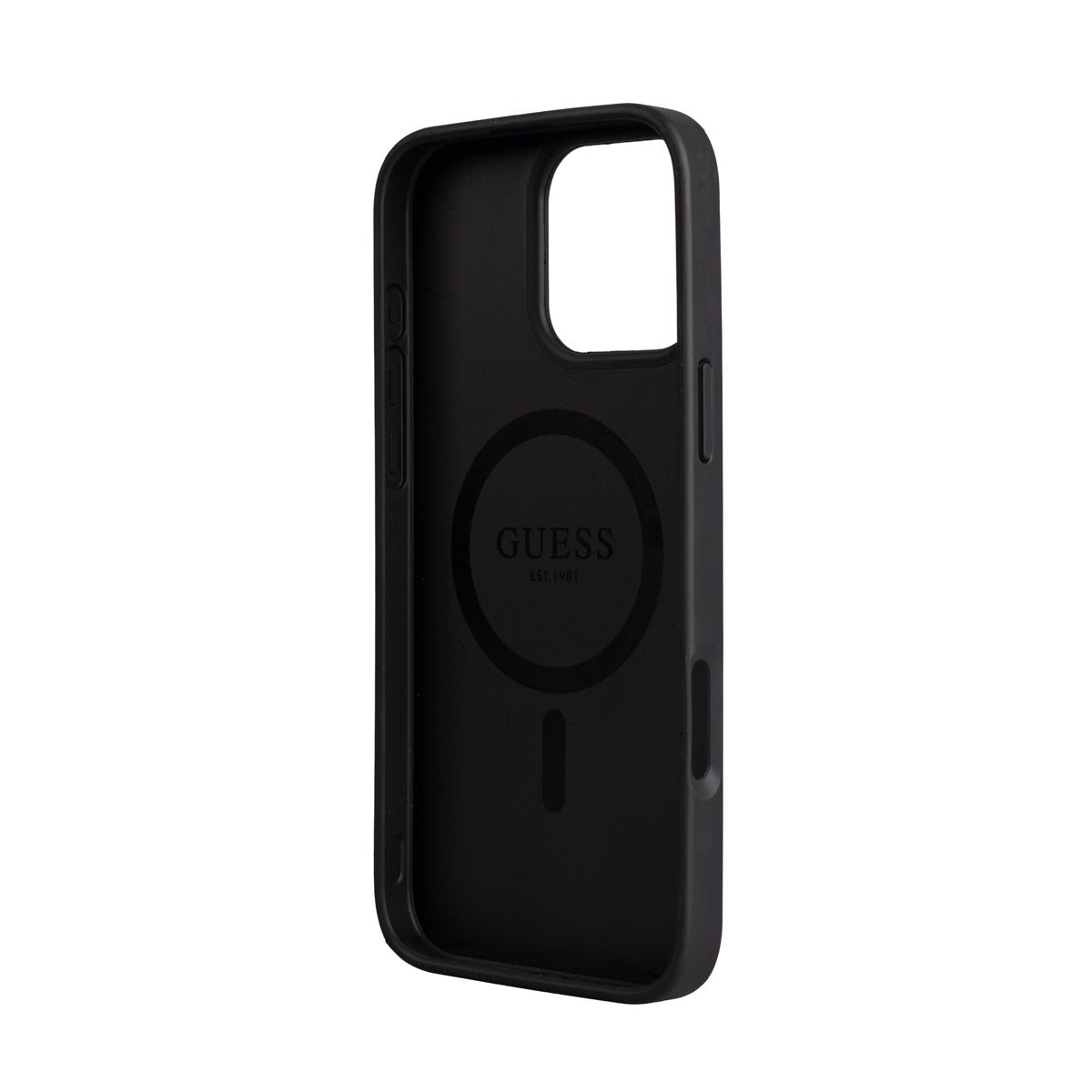 Apple iPhone 16 Pro Max Kılıf Guess Orjinal Lisanslı M-safe Şarj Özellikli 4G Metal Büyük Logolu Kartlıklı Kapak