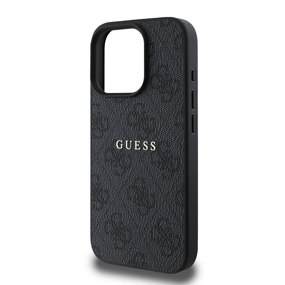 Apple iPhone 16 Pro Max Case Guess Original Licensed M-safe Charging Feature 4G Patterned Text Logo Cover Brown