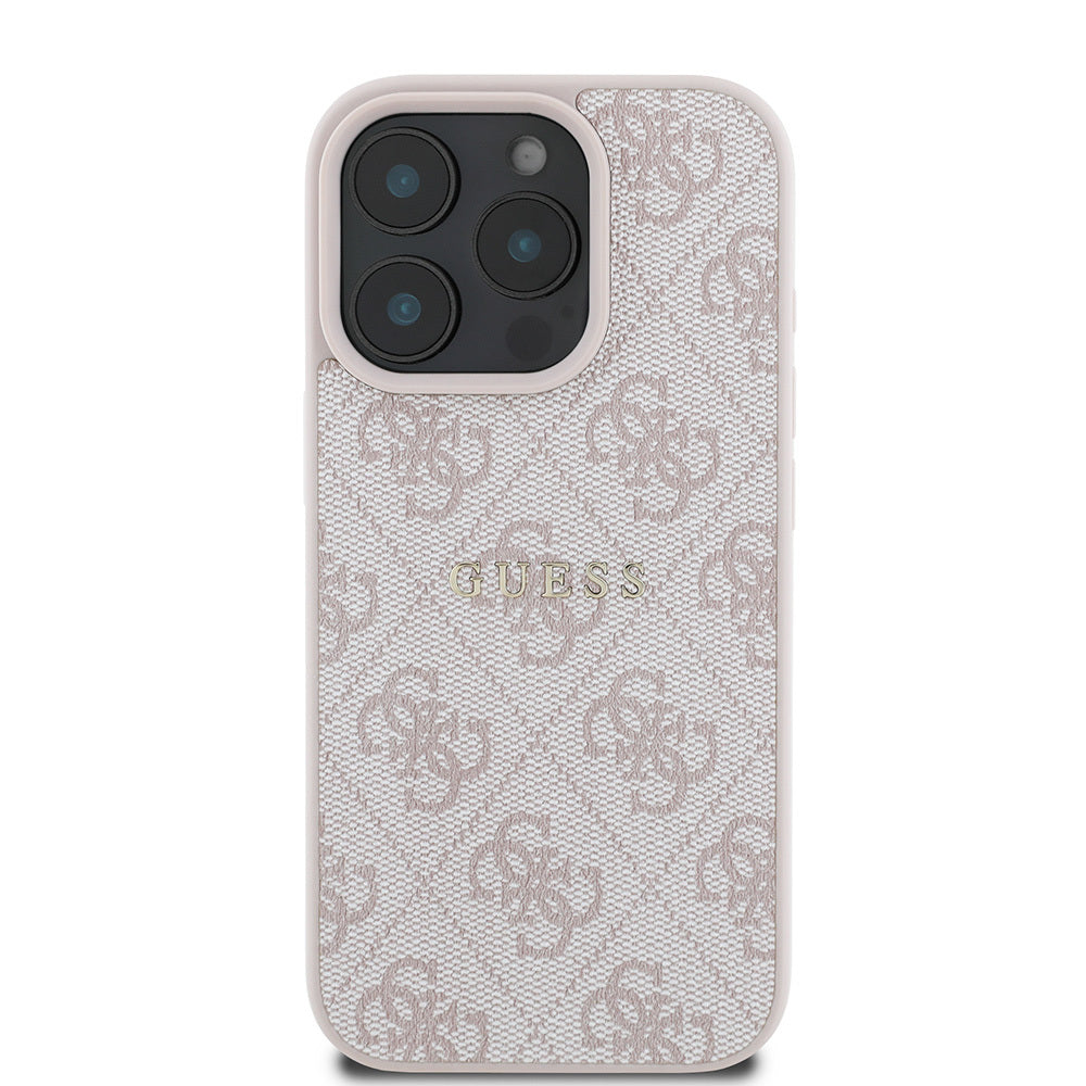 Apple iPhone 16 Pro Max Case Guess Original Licensed M-safe Charging Feature 4G Patterned Text Logo Cover Brown