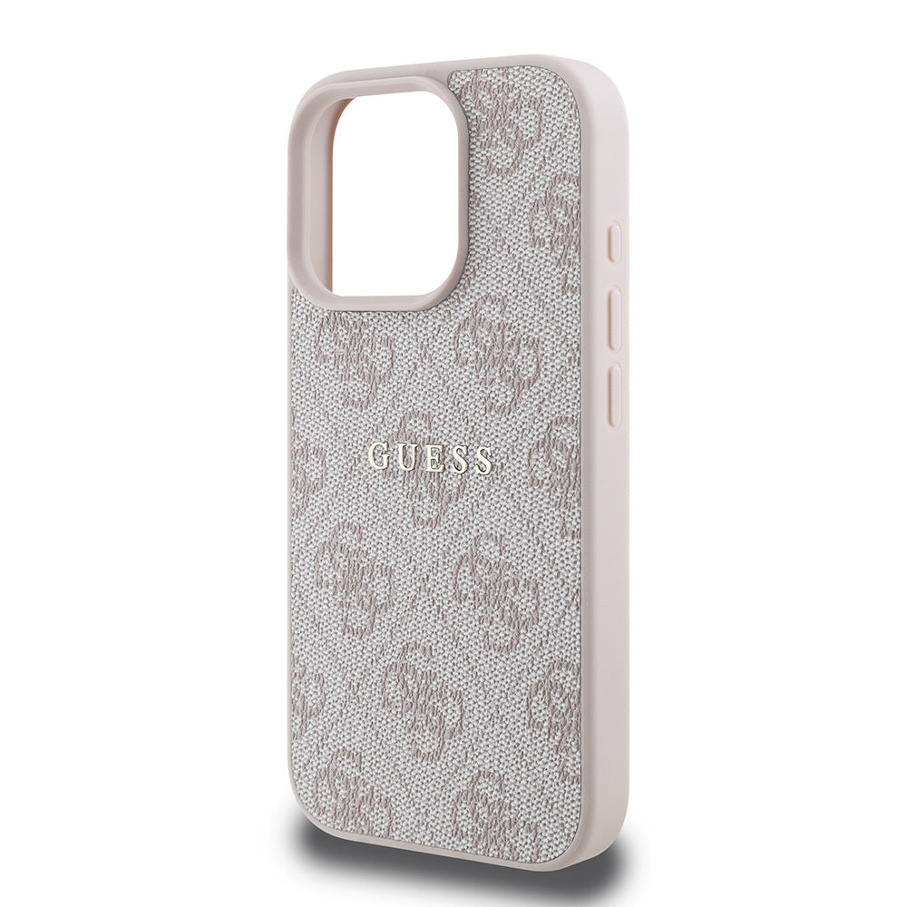 Apple iPhone 16 Pro Max Case Guess Original Licensed M-safe Charging Feature 4G Patterned Text Logo Cover Brown