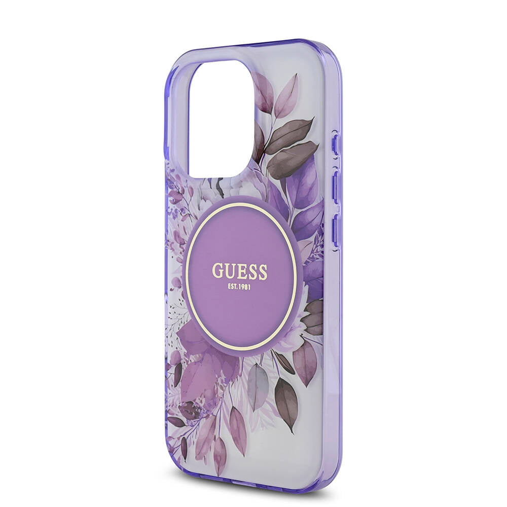 Apple iPhone 16 Pro Max Case Guess Original Licensed M-safe Charging Feature Flower Tonal Circle Cover Pink
