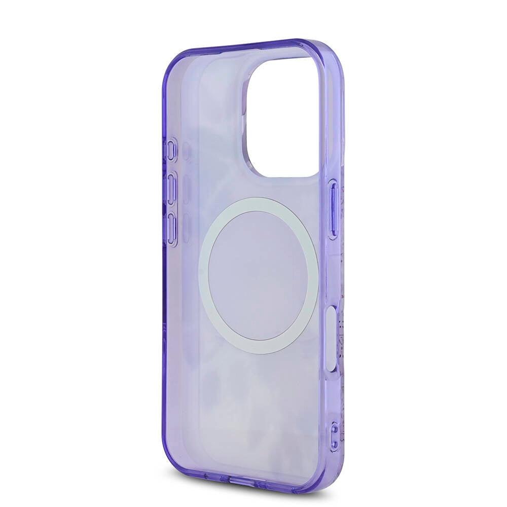 Apple iPhone 16 Pro Max Case Guess Original Licensed M-safe Charging Feature Flower Tonal Circle Cover Pink