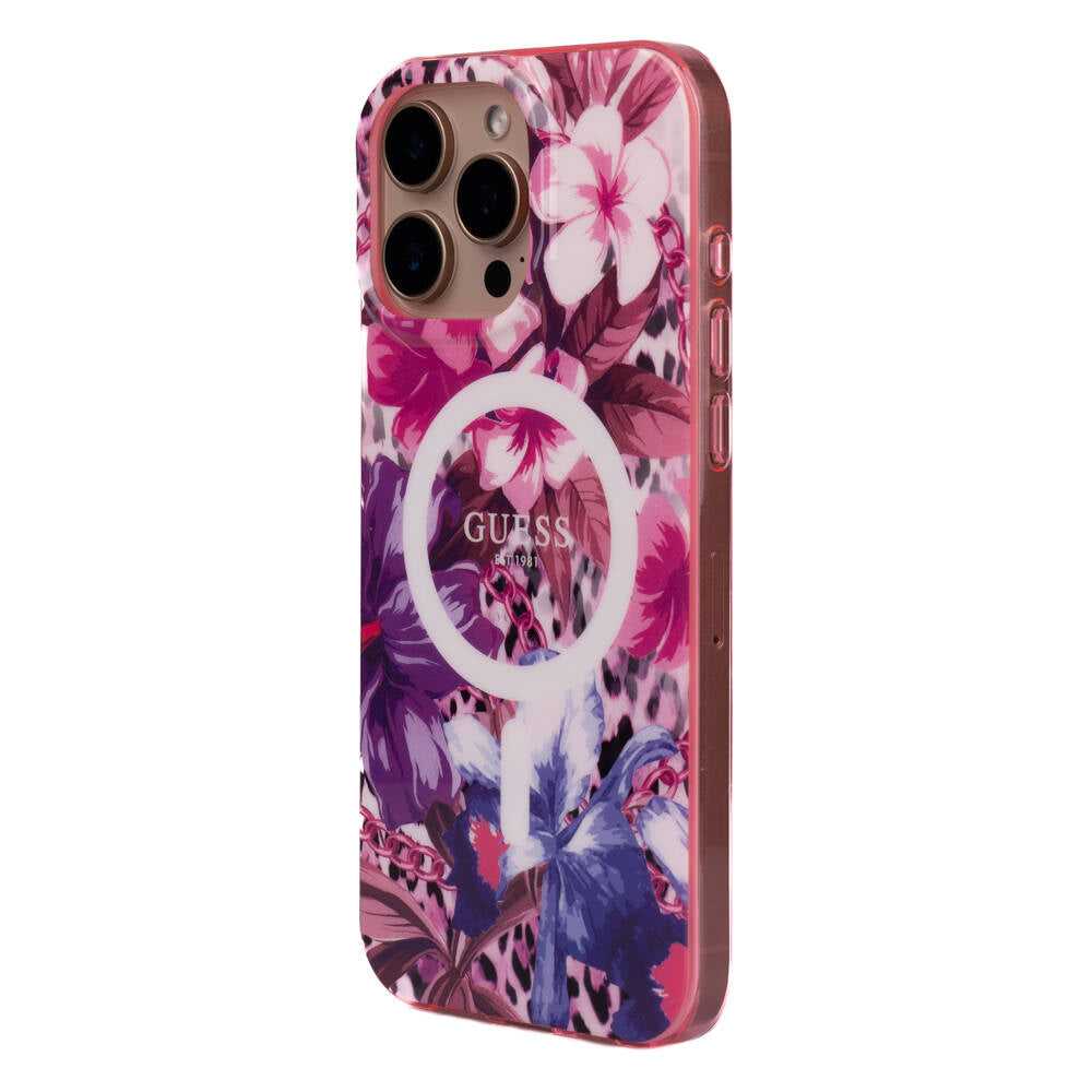 Apple iPhone 16 Pro Max Case Guess Original Licensed M-safe Charging Feature IML Printed Jungle Ring Cover Green