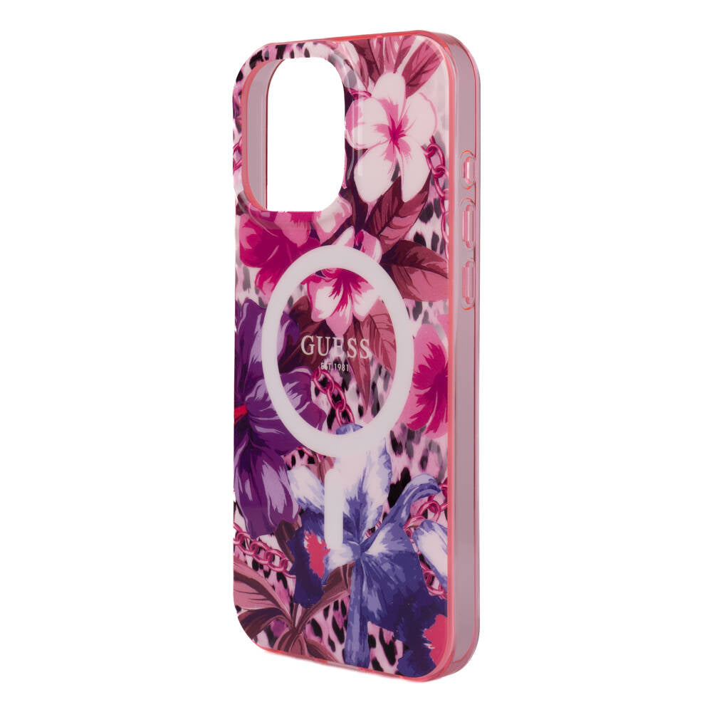 Apple iPhone 16 Pro Max Case Guess Original Licensed M-safe Charging Feature IML Printed Jungle Ring Cover Green