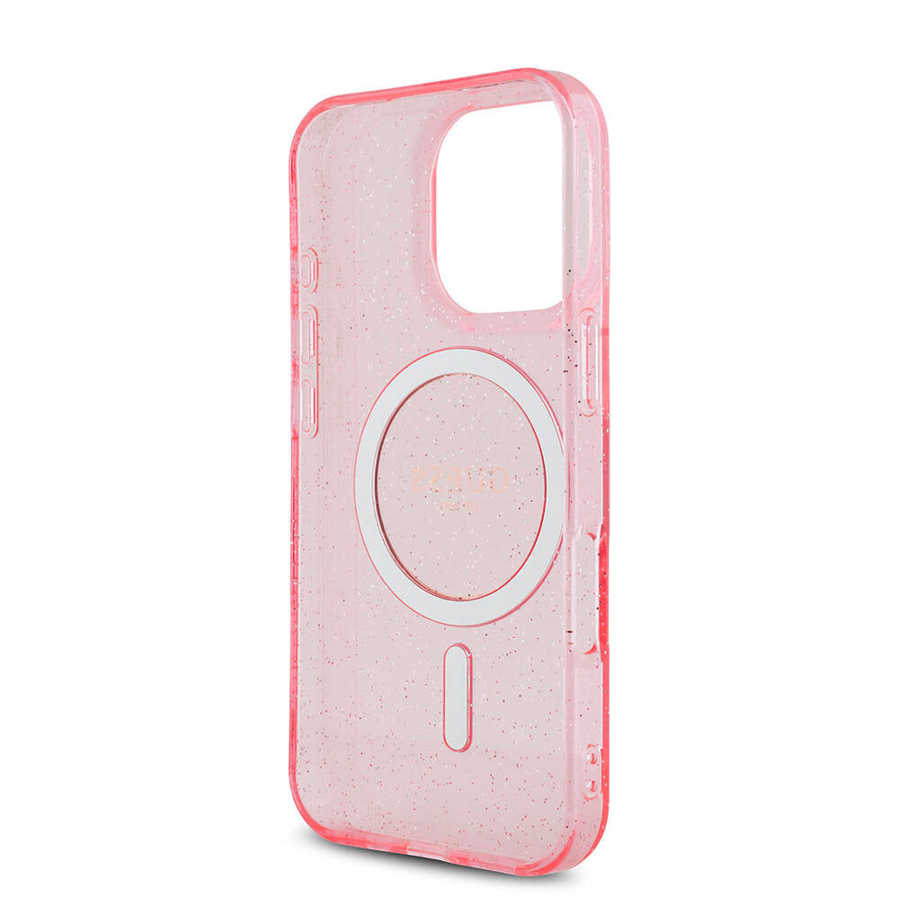 Apple iPhone 16 Pro Max Case Guess Original Licensed M-safe Charging Feature Glittery Silicone Pearl Bracelet Cover Black