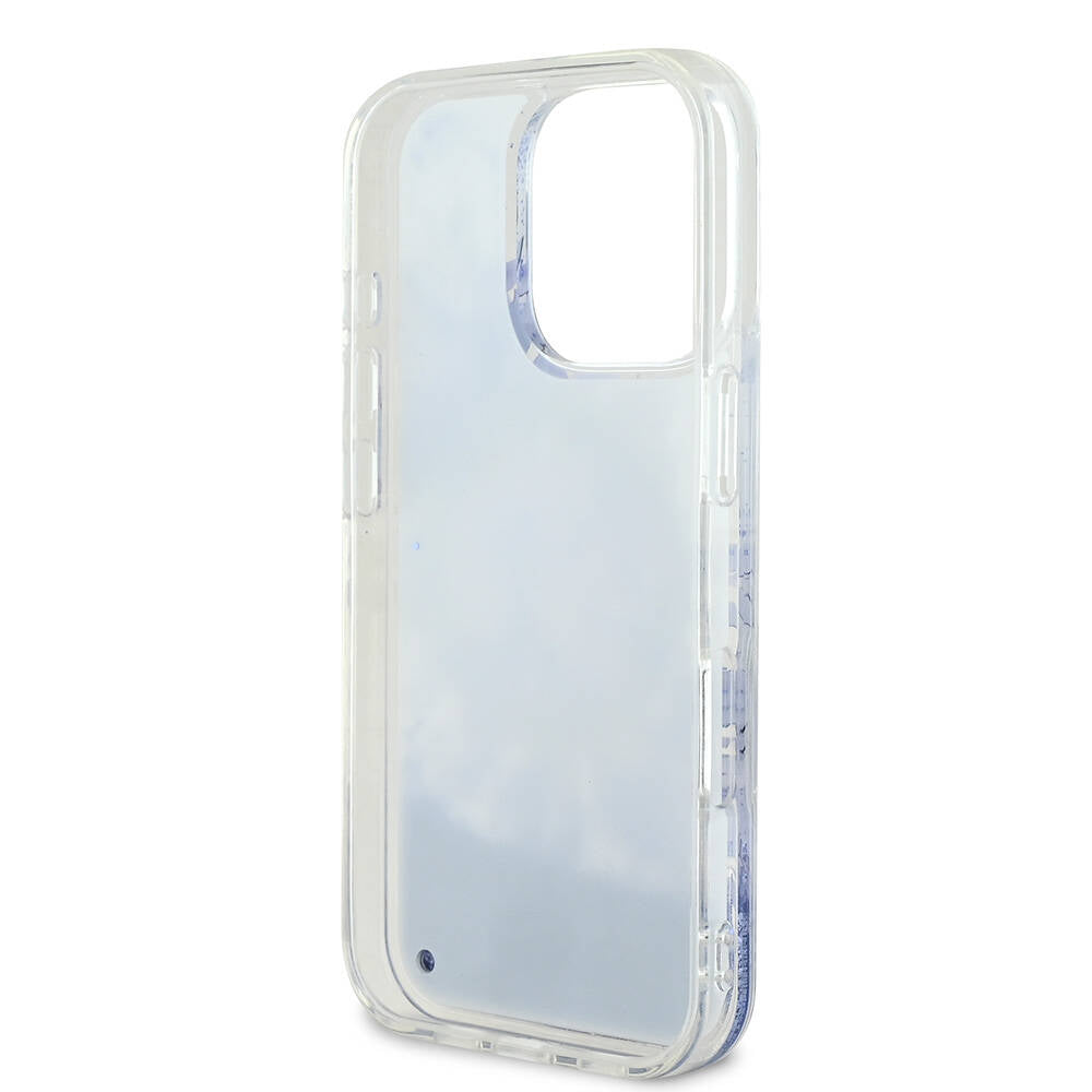 Apple iPhone 16 Pro Max Case Guess Original Licensed M-safe Charging Feature Liquid Glitter Flower Patterned Cover Beige