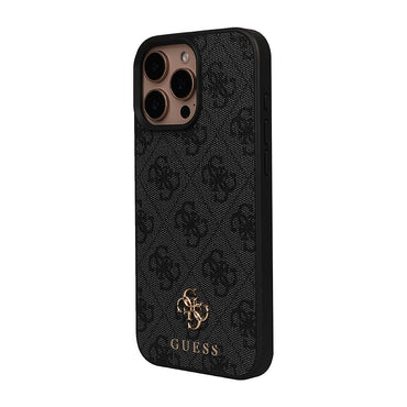 Apple iPhone 16 Pro Max Case Guess Original Licensed M-safe Charging Feature Small 4G Classic Cover Black