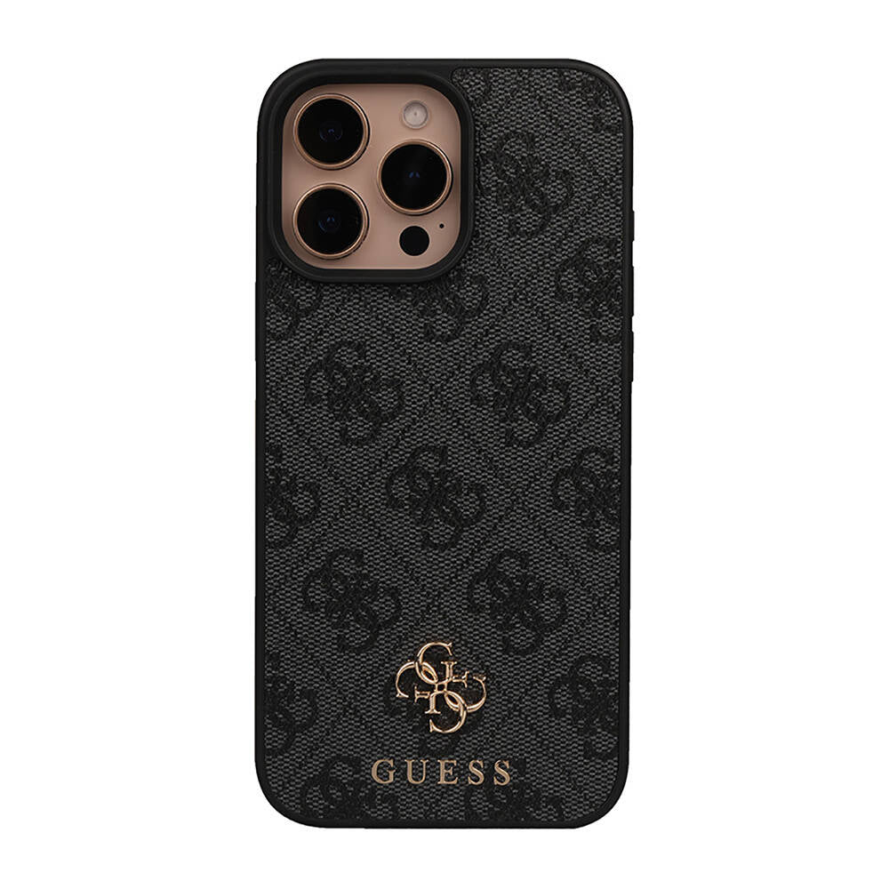 Apple iPhone 16 Pro Max Case Guess Original Licensed M-safe Charging Feature Small 4G Classic Cover Black