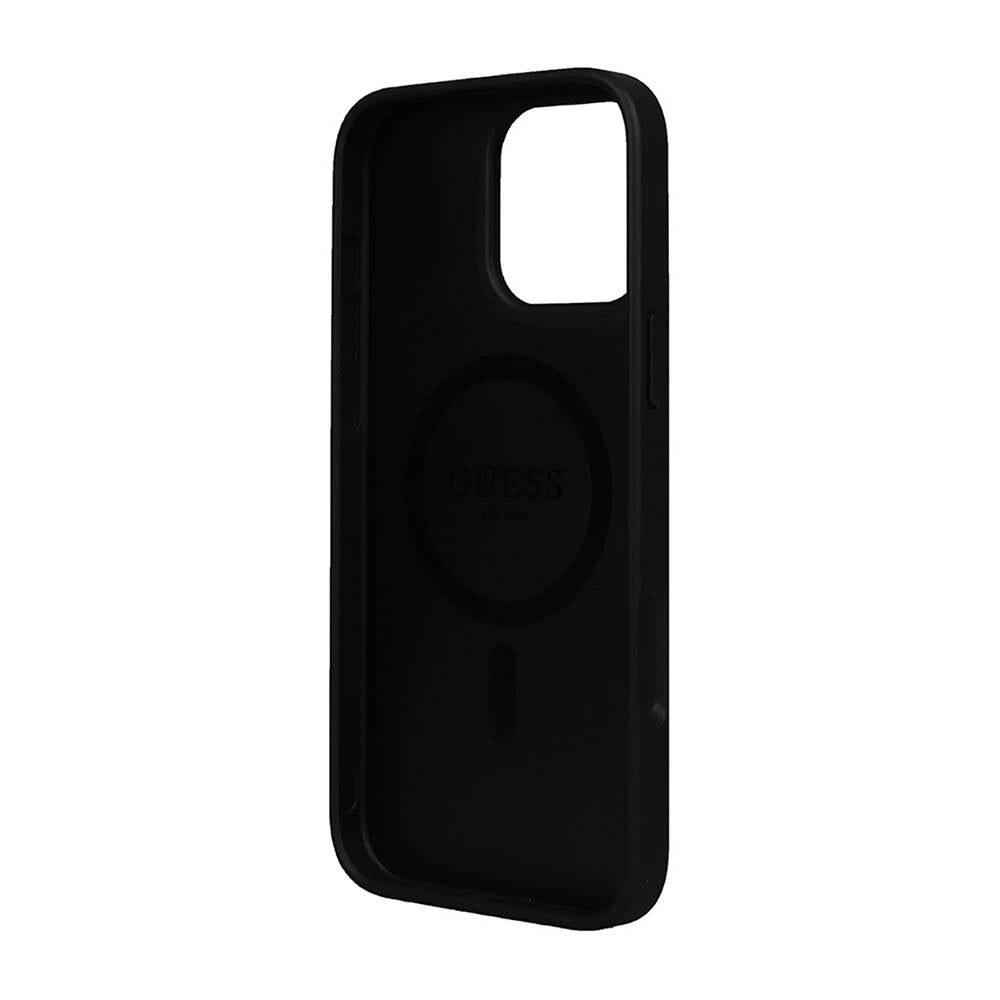 Apple iPhone 16 Pro Max Case Guess Original Licensed M-safe Charging Feature Small 4G Classic Cover Black