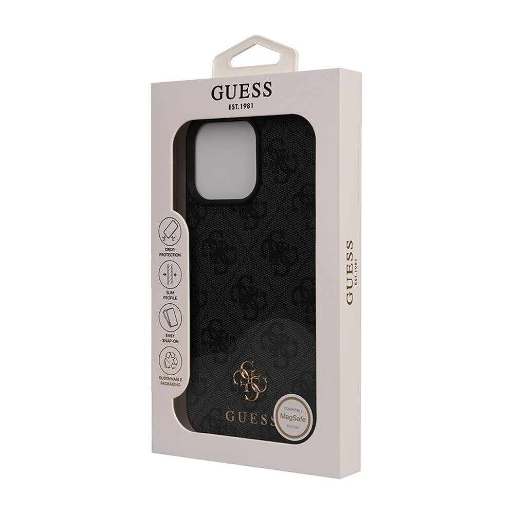 Apple iPhone 16 Pro Max Case Guess Original Licensed M-safe Charging Feature Small 4G Classic Cover Pink