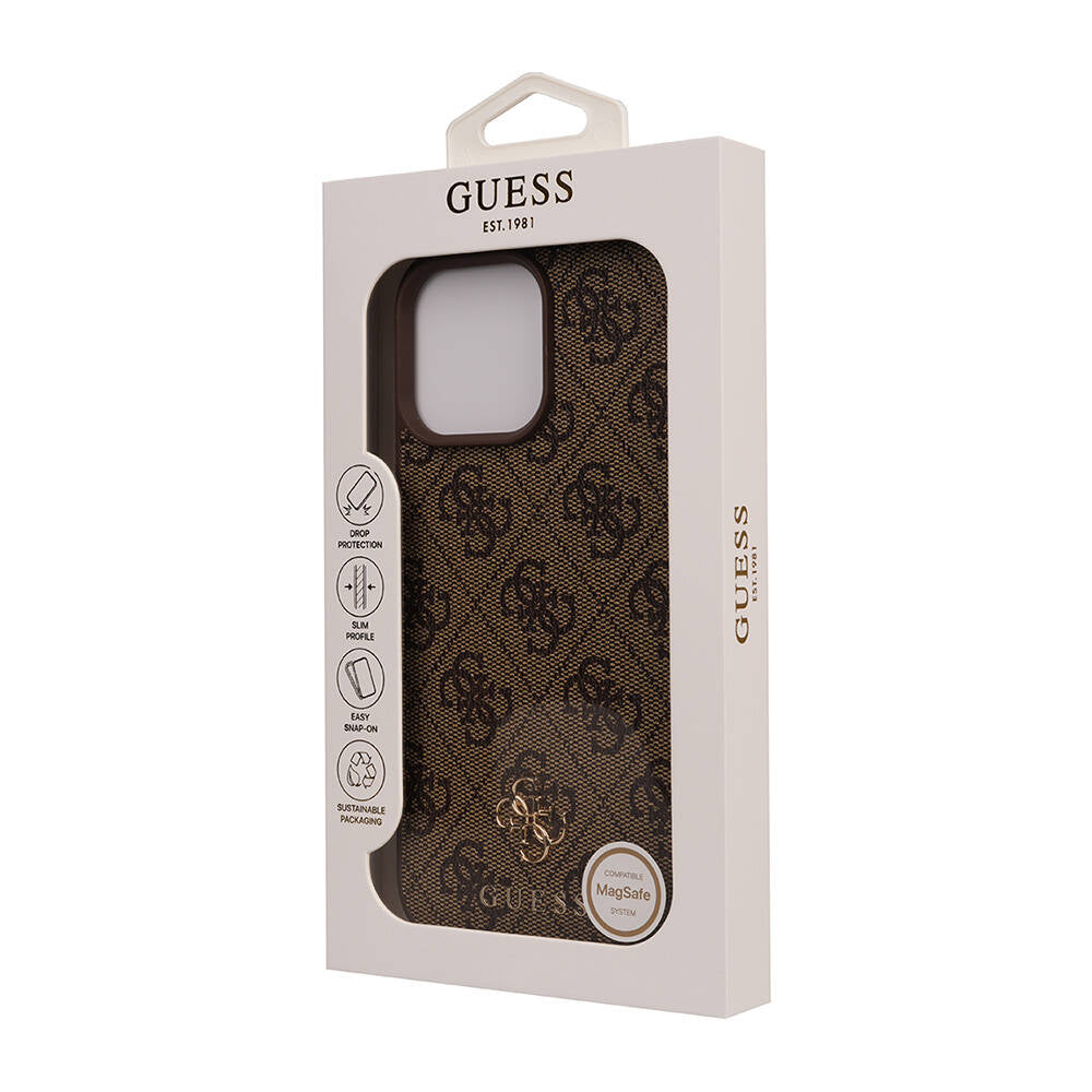 Apple iPhone 16 Pro Max Case Guess Original Licensed M-safe Charging Feature Small 4G Classic Cover Black