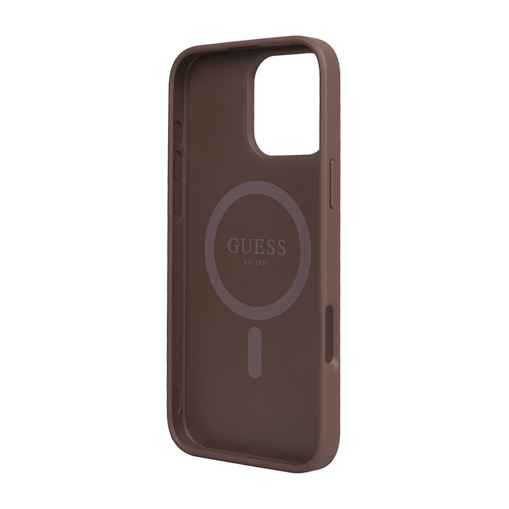Apple iPhone 16 Pro Max Case Guess Original Licensed M-safe Charging Feature Small 4G Classic Cover Pink