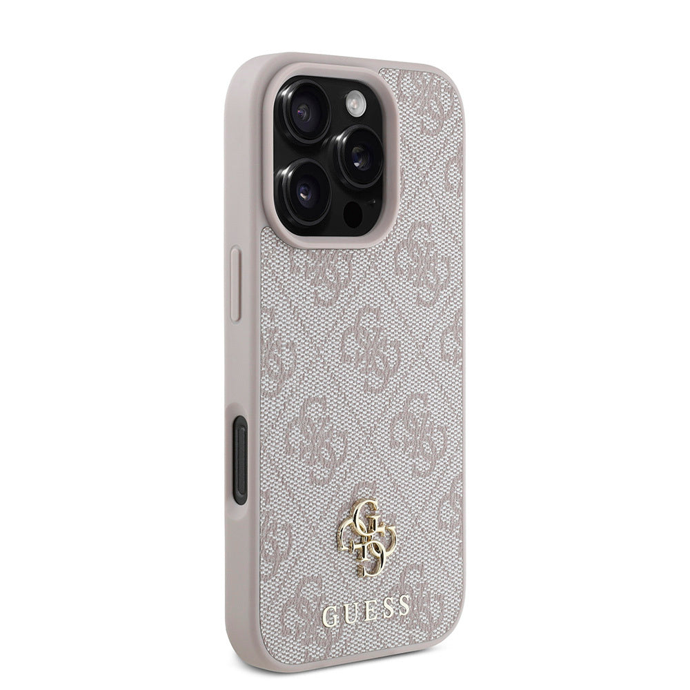 Apple iPhone 16 Pro Max Case Guess Original Licensed M-safe Charging Feature Small 4G Classic Cover Pink