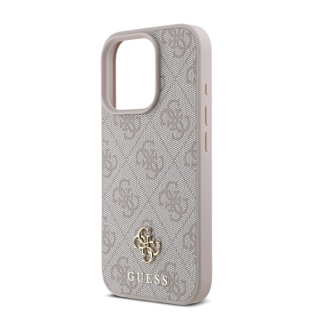 Apple iPhone 16 Pro Max Case Guess Original Licensed M-safe Charging Feature Small 4G Classic Cover Pink