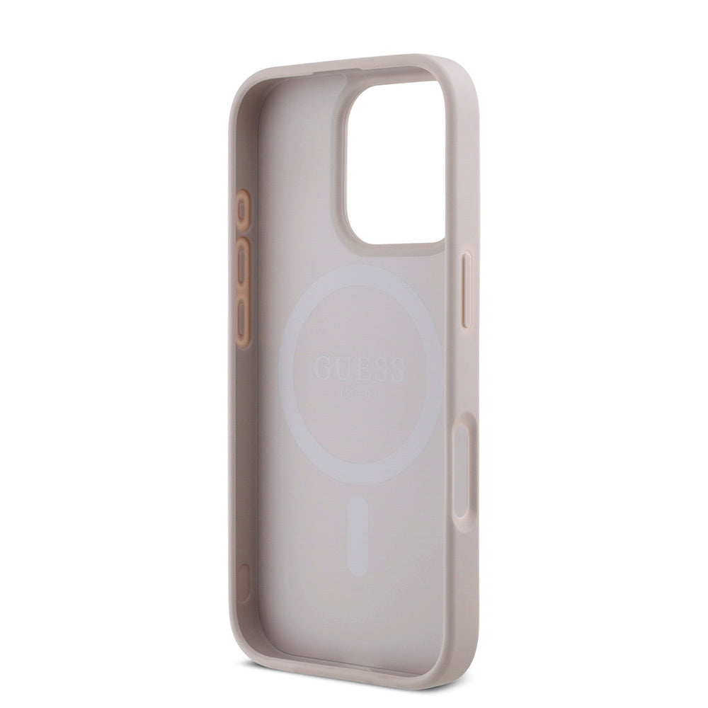 Apple iPhone 16 Pro Max Case Guess Original Licensed M-safe Charging Feature Small 4G Classic Cover Black