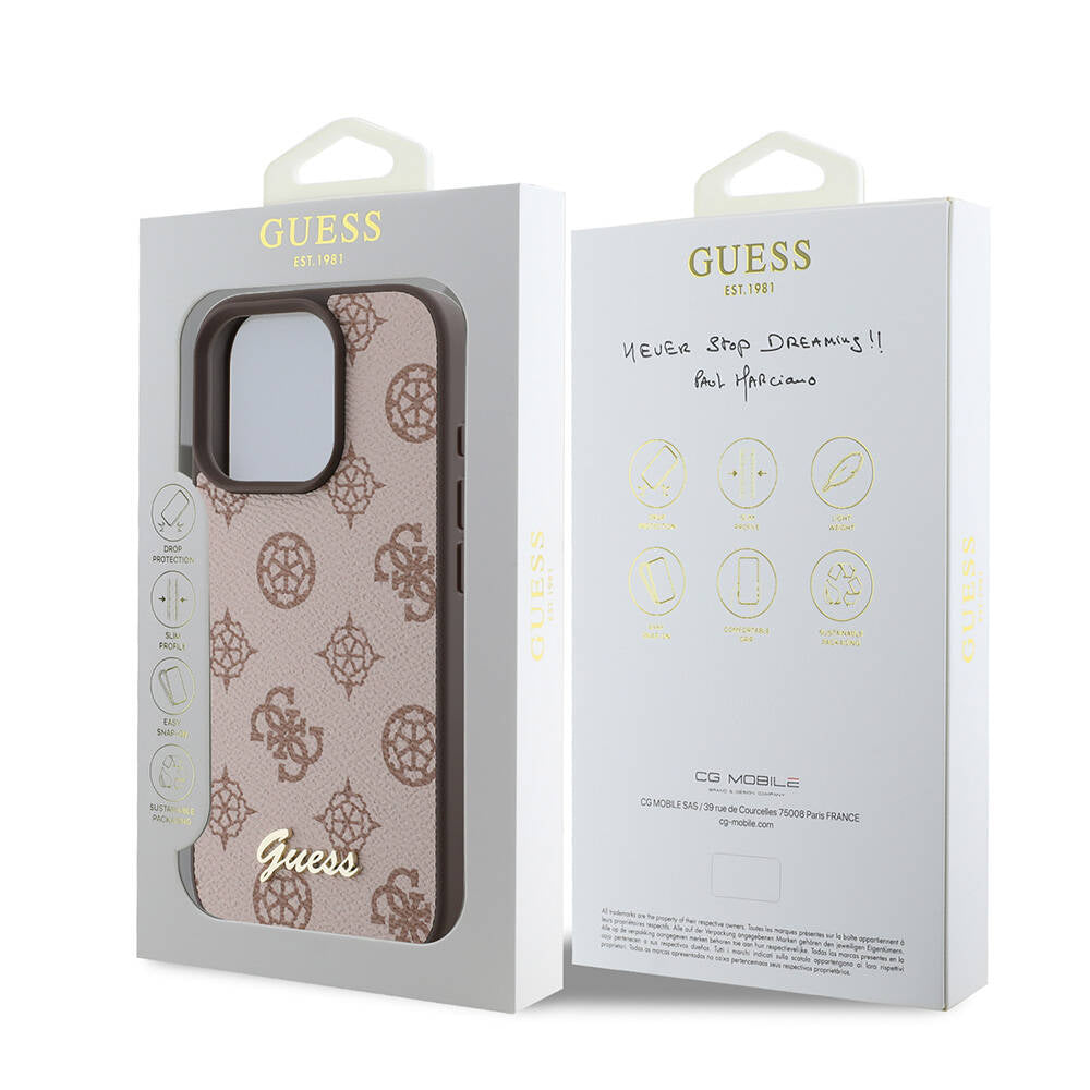 Apple iPhone 16 Pro Max Case Guess Original Licensed M-safe Charging Featured Peony Cover Black with Text Logo