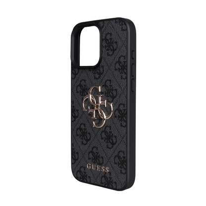 Apple iPhone 16 Pro Max Kılıf Guess Orjinal Lisanslı PU Deri 4G Büyük Metal Logolu Çapraz Vücut Askılı Kapak Kahverengi