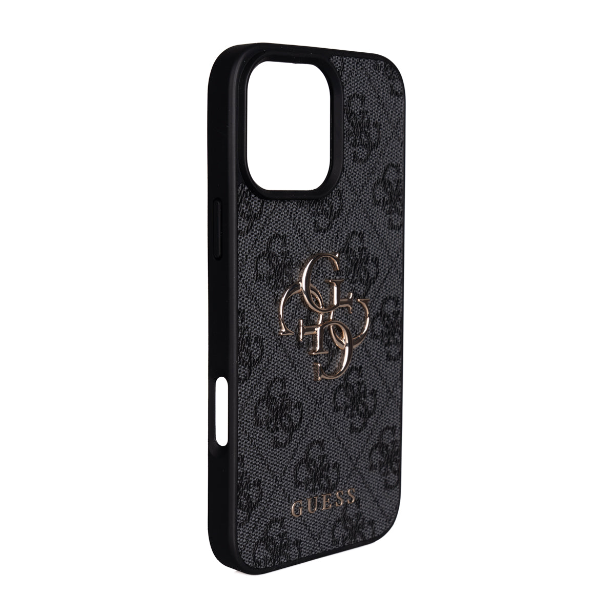 Apple iPhone 16 Pro Max Kılıf Guess Orjinal Lisanslı PU Deri 4G Büyük Metal Logolu Çapraz Vücut Askılı Kapak Siyah