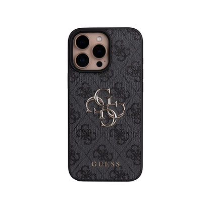 Apple iPhone 16 Pro Max Kılıf Guess Orjinal Lisanslı PU Deri 4G Büyük Metal Logolu Çapraz Vücut Askılı Kapak Kahverengi