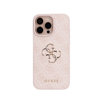 Apple iPhone 16 Pro Max Kılıf Guess Orjinal Lisanslı PU Deri 4G Büyük Metal Logolu Çapraz Vücut Askılı Kapak Kahverengi