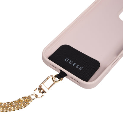Apple iPhone 16 Pro Max Kılıf Guess Orjinal Lisanslı PU Deri 4G Büyük Metal Logolu Çapraz Vücut Askılı Kapak Pembe