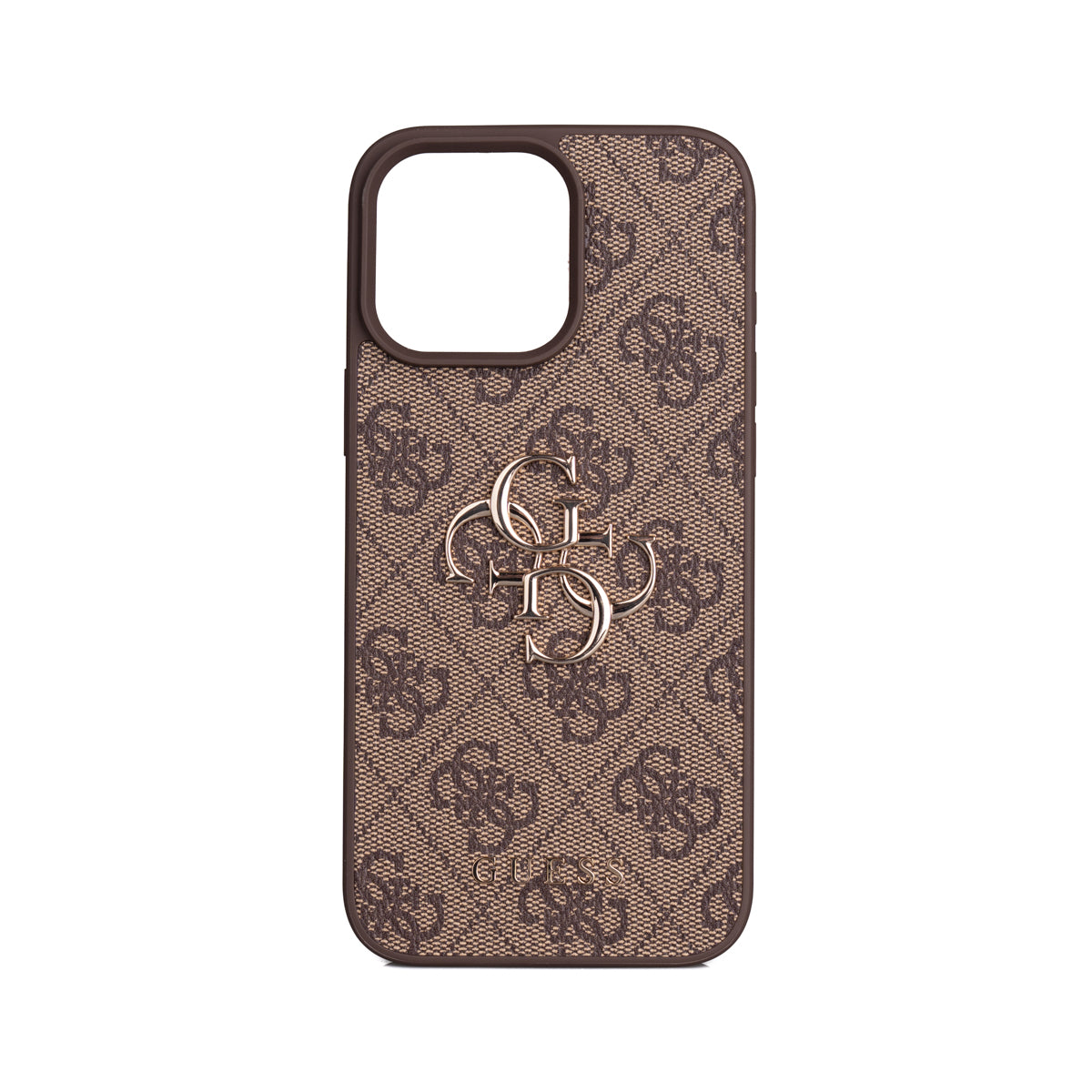 Apple iPhone 16 Pro Max Case Guess Original Licensed PU Leather 4G Large Metal Logo Crossbody Strap Cover Brown