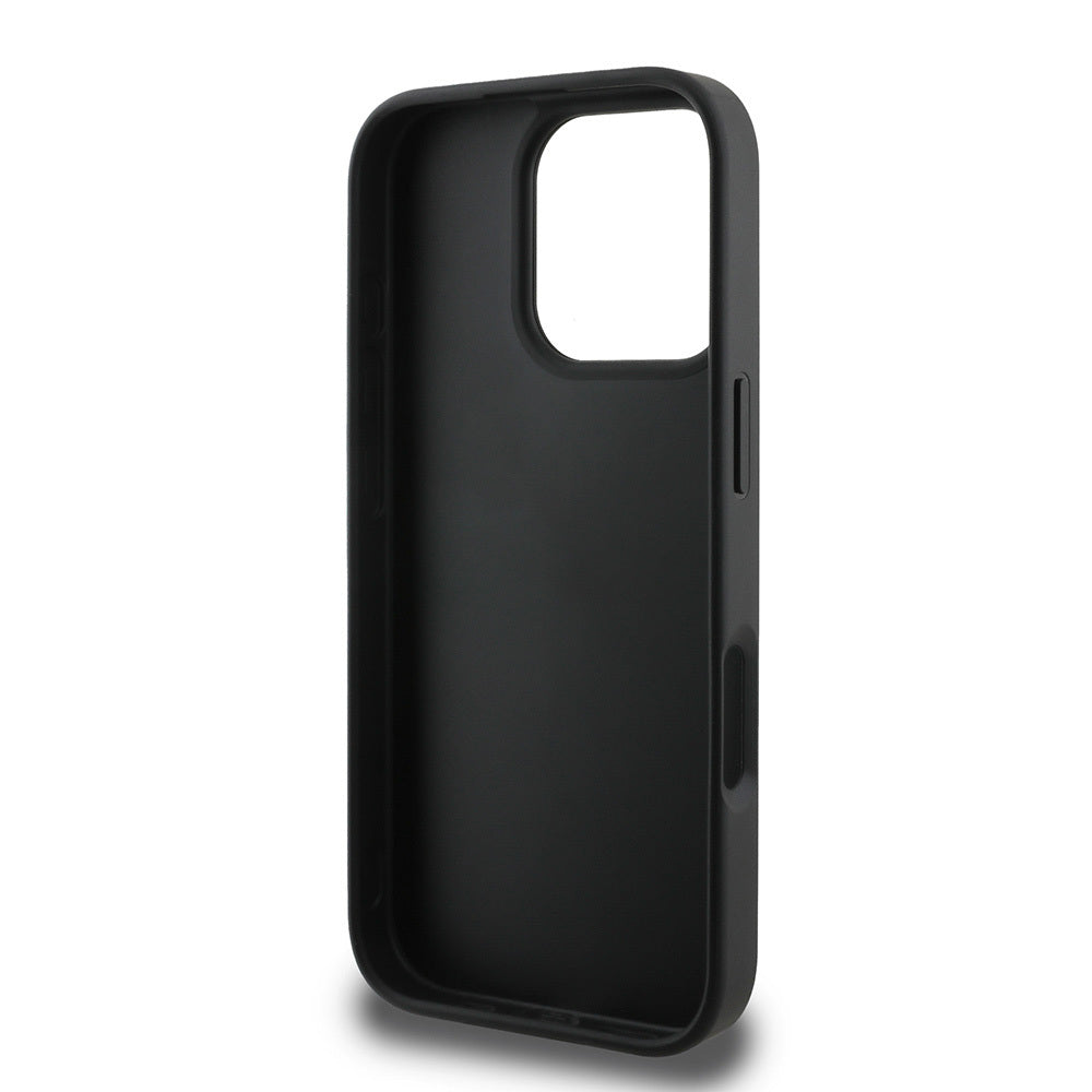 Apple iPhone 16 Pro Max Case Guess Original Licensed PU Leather Stripe Logo Design Cover Black