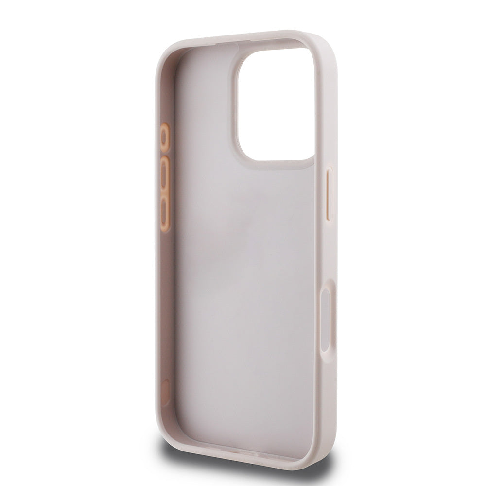 Apple iPhone 16 Pro Max Case Guess Original Licensed PU Leather Stripe Logo Design Cover Pink